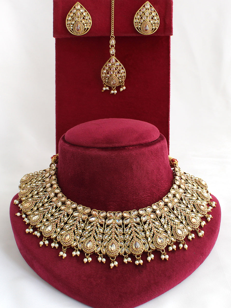 Suhana Necklace Set-Pastel Pink
