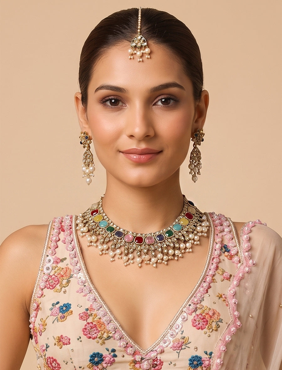 Fatimah Necklace Set-Multicolor