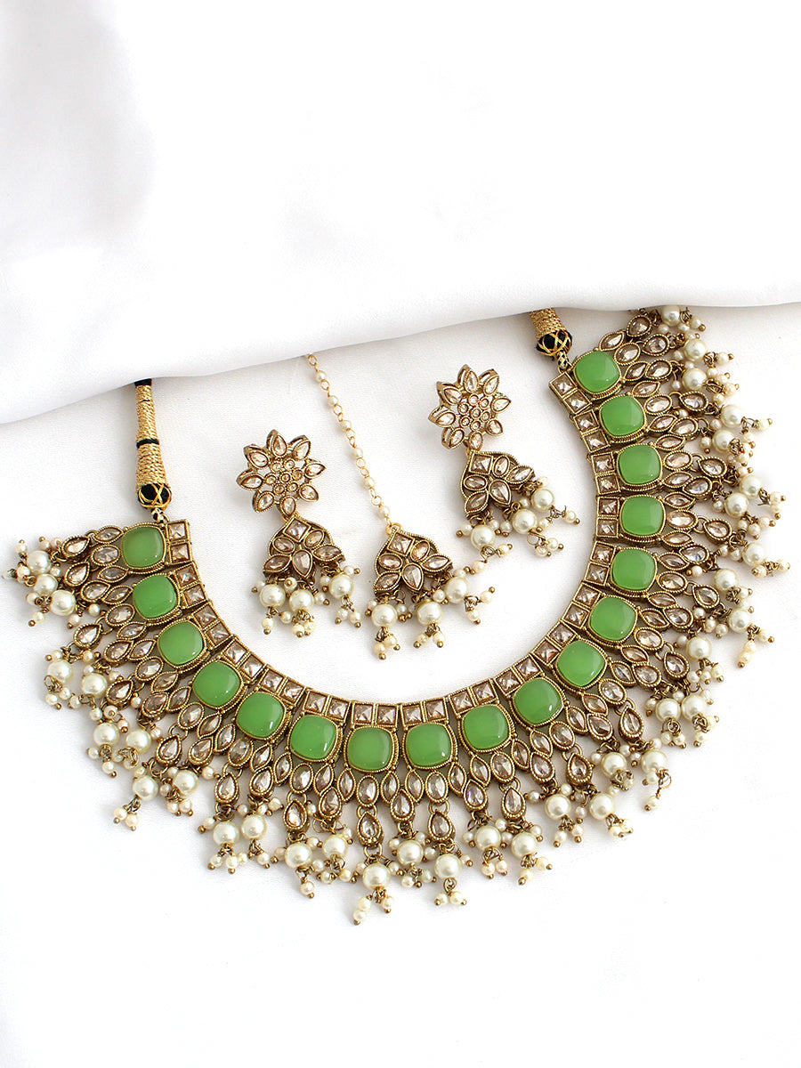 Fatimah Necklace Set-Mint Green