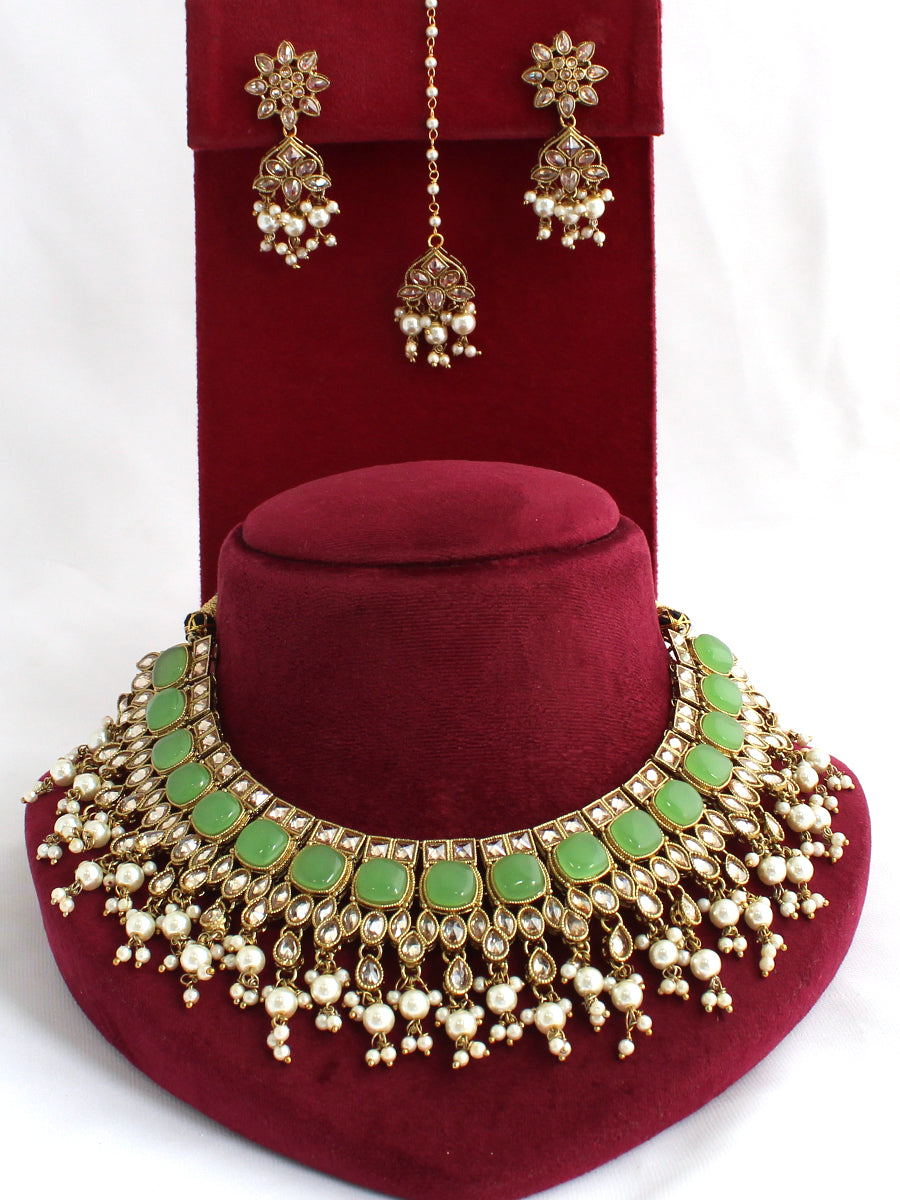 Fatimah Necklace Set-Mint Green