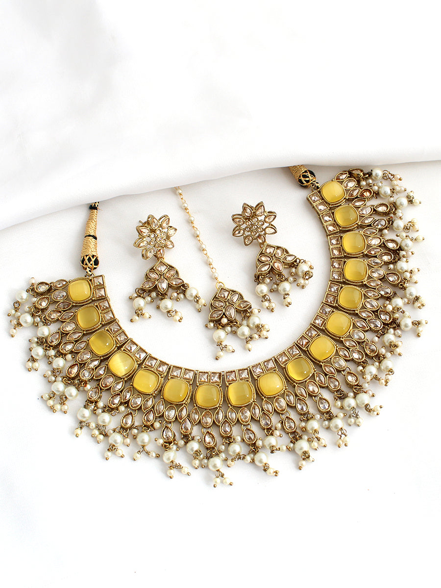 Fatimah Necklace Set-Yellow