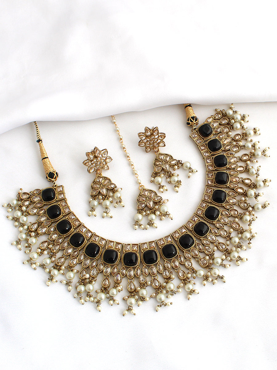 Fatimah Necklace Set-Black