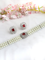 Aliza Choker Necklace Set-Maroon
