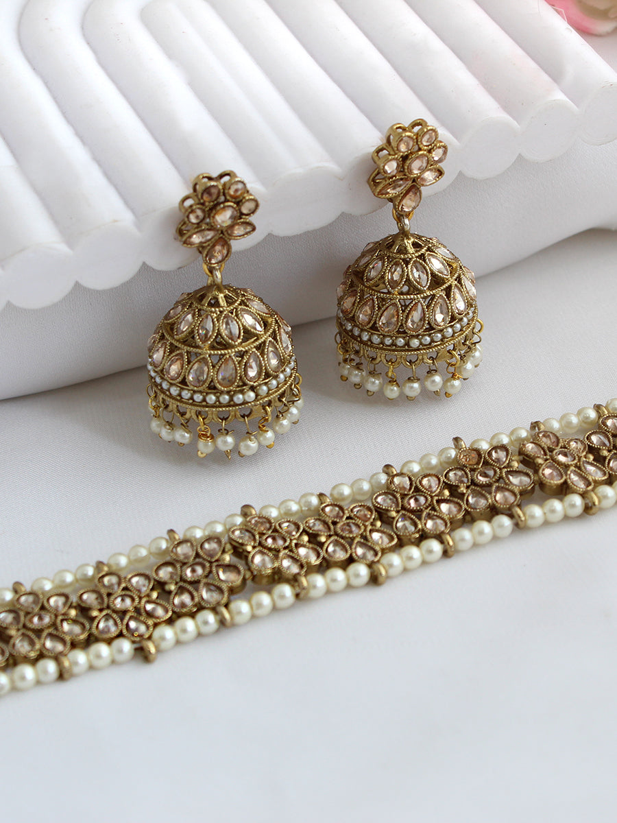 Riyaaz Choker Necklace Set-Gold