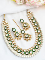 Lucknow Long Necklace Set-Pearl