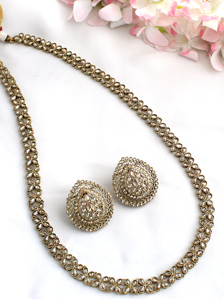 Rubina Mala Necklace Set-Gold