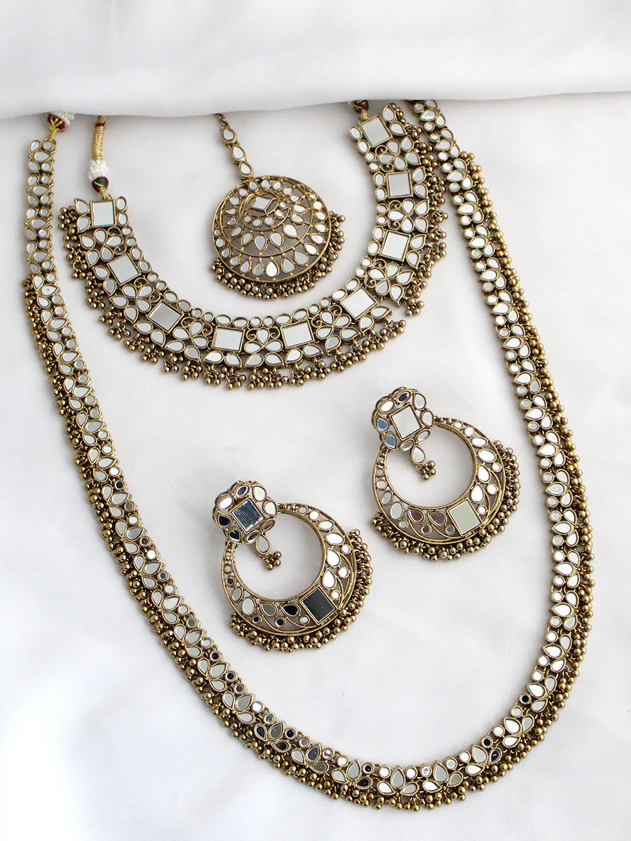 Amyra Layered Necklace Set-Antique Gold