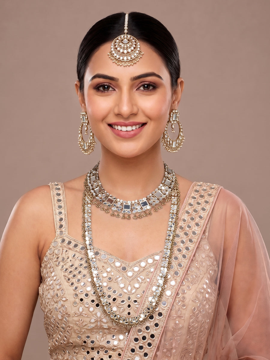 Amyra Layered Necklace Set-Antique Gold