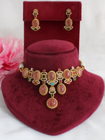 Kiayana Choker Necklace Set-Pink