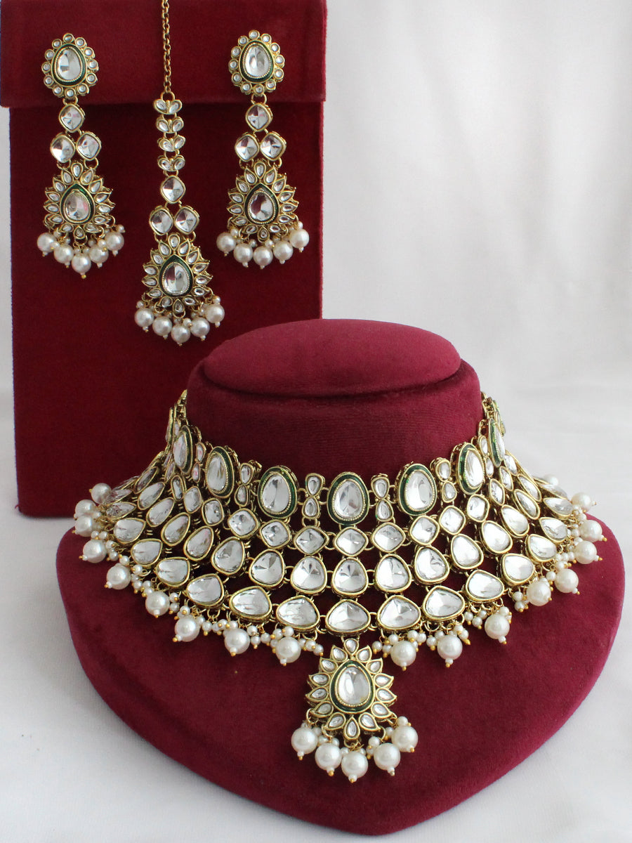 Navika Necklace Set-Pearl