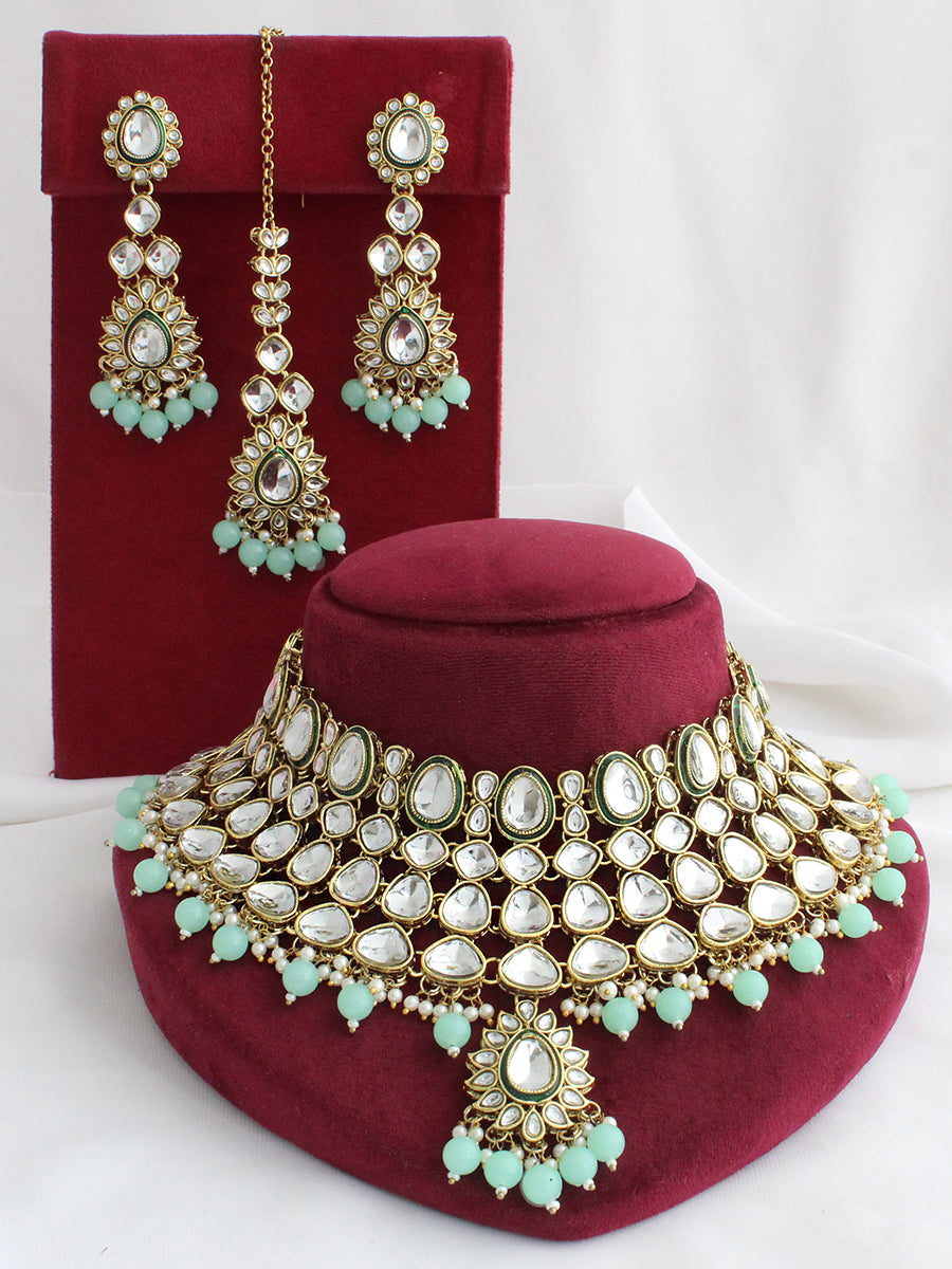 Navika Necklace Set-Mint Green