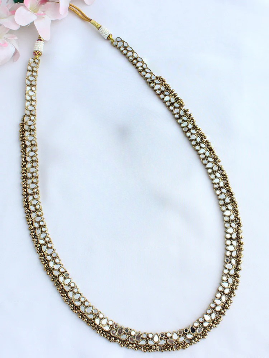 Amyra Mirror Long Necklace-Antique Gold