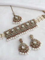 Miraya Choker Necklace Set-Pastel Pink