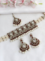 Miraya Choker Necklace Set-Maroon
