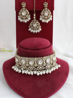 Miraya Choker Necklace Set-White