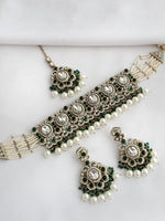 Miraya Choker Necklace Set-Green
