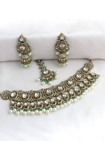 Eshal Choker Necklace Set-Mint Green