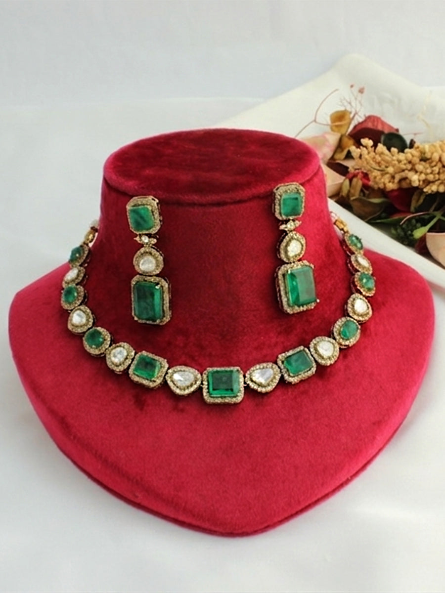 Mayra Necklace Earring Set-Green