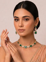 Mayra Necklace Earring Set-Green