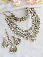 Sanvika Layered Necklace Set-White