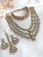 Sanvika Layered Necklace Set-Pastel Pink