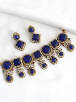 Rhea Choker Necklace Set-Blue