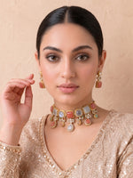 Rhea Choker Necklace Set-Pink