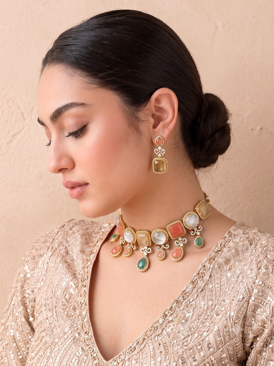 Rhea Choker Necklace Set-Multicolor