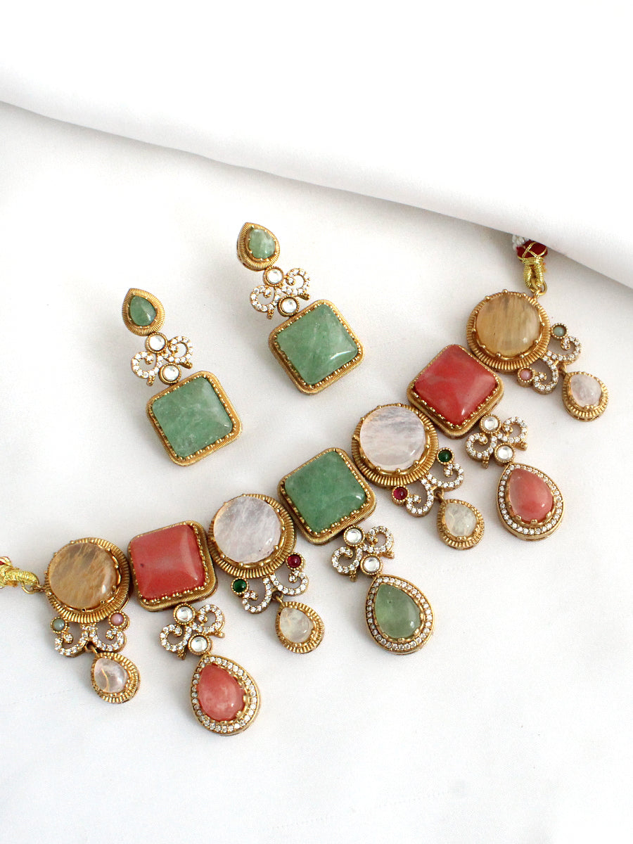 Rhea Choker Necklace Set-Multicolor