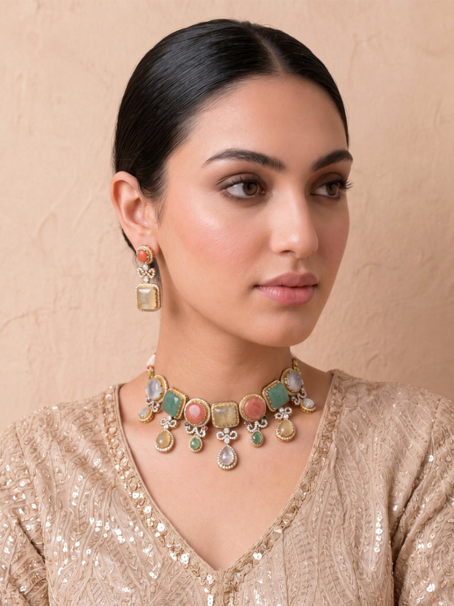 Rhea Choker Necklace Set-Multicolor