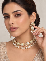 Falak Jadau Choker Necklace Set-Gold