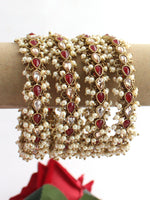 Kayra Bangle Set-Golden/Maroon