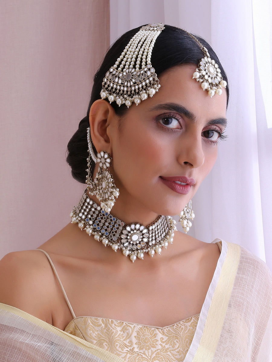 Kangana Mirror Necklace Set Indian Jewelry USA Necklace Set for Women