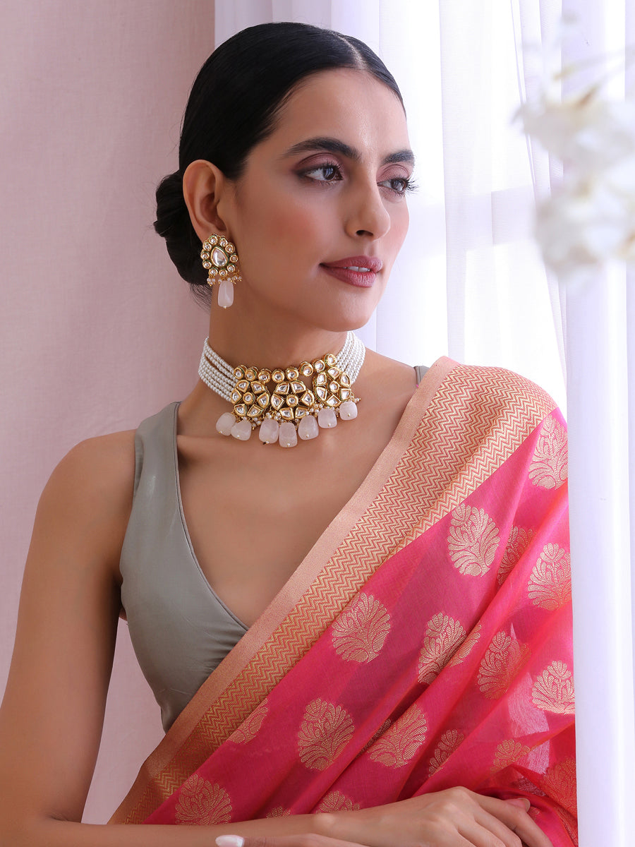 Vaani Kundan Choker Necklace Set Bollywood Style Necklace Set for Indian Outfits