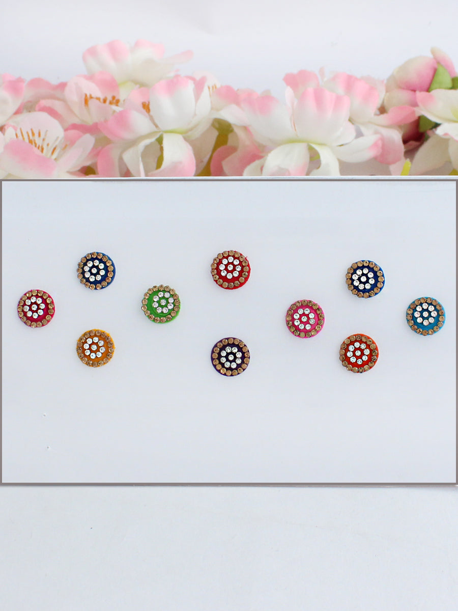 Stone work Multi Color Bindi Card Designer Bindis for Saree & Lehenga Styling