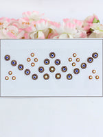 Multi Color Stone Border Bindi Card-Blue
