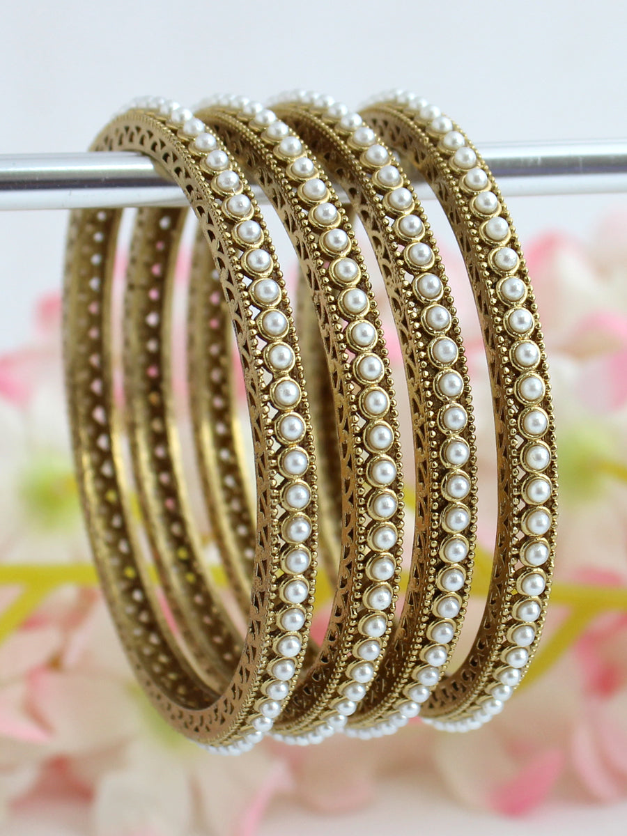 Trisha Pearl Chudi / Bangle Set  Indian Bridal Bangles Set | Ready-to-Ship Worldwide