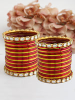 Damini Bangle Set-Maroon