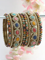 Saanvi Bangle Set/ Stack-Multicolor
