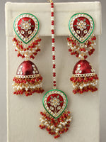 Kusha Earrings & Tikka-Maroon