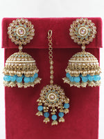 Aastha Earrings & Tikka-Turquoise