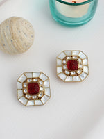 Niyati Stud Earrings-Maroon