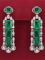 Sudan Long Earrings-Silver / Green