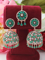 Romika Earrings & Tikka-Green