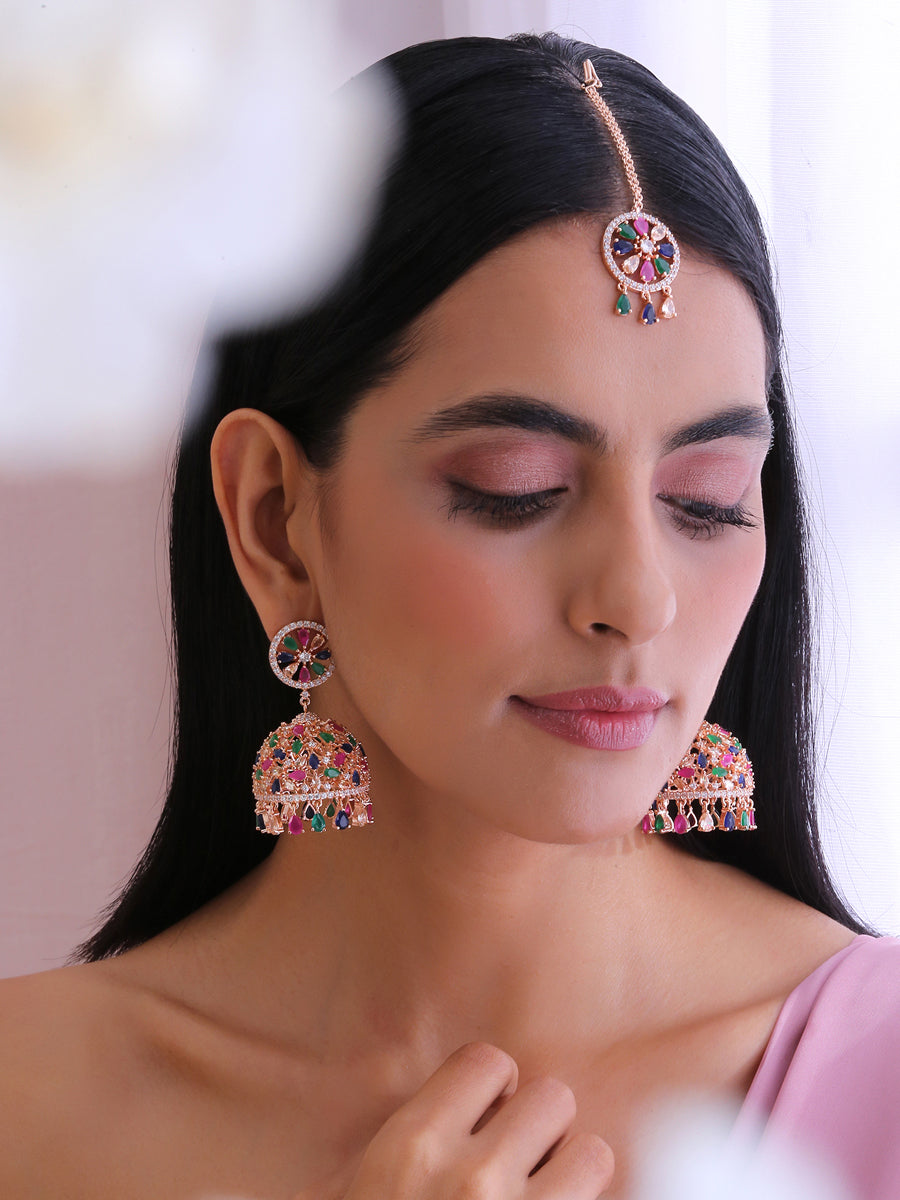 Romika Earrings & Tikka Ready-to-Ship Jhumka Earrings | Indian Jewelry USA