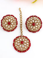 Swara Earrings & Tikka-Maroon