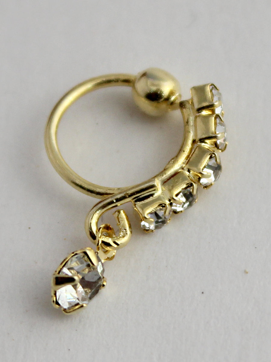 Urvi Nose Ring Gold Plated Indian Nose Ring for Weddings & Parties