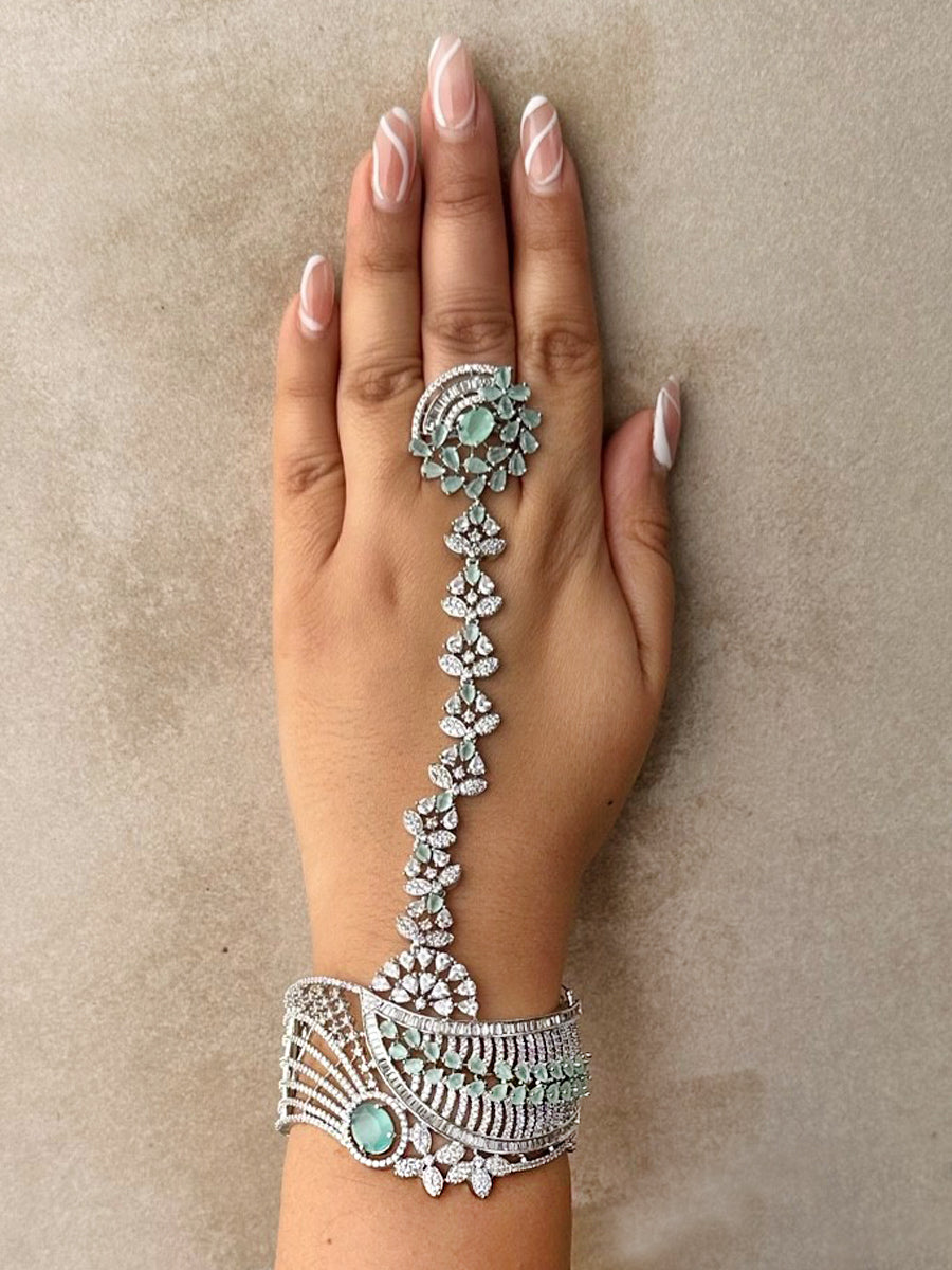 Amisha Hand Harness / Bracelet - Mint Green