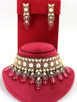Malvika Necklace Set-Hot Pink
