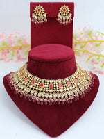 Ridhima Necklace Set-Hot Pink 